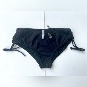 DACI Black Ruched Side Tie Bikini Bottom Size S NWT